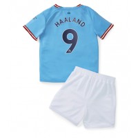 Manchester City Erling Haaland #9 Fußballbekleidung Heimtrikot Kinder 2022-23 Kurzarm (+ kurze hosen)